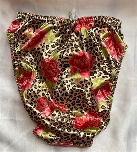 Vtg Lily Of France Satiny Hi Cut Bikini Panties Leop Gem