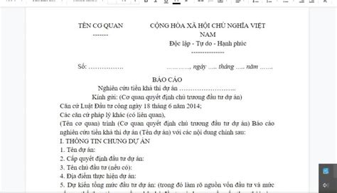 Mẫu Báo Cáo Nghiên Cứu Khả Thi Và Những điều Cần Biết