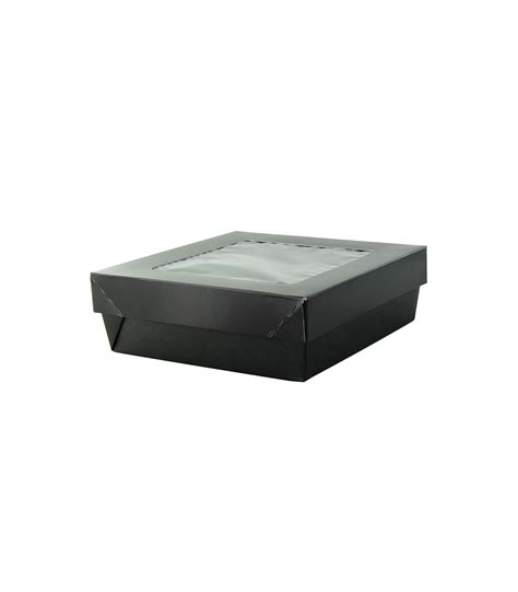 Caja Cuadrada De Cart N Negro Con Tapa Ventana Kray X Mm H Mm Ml