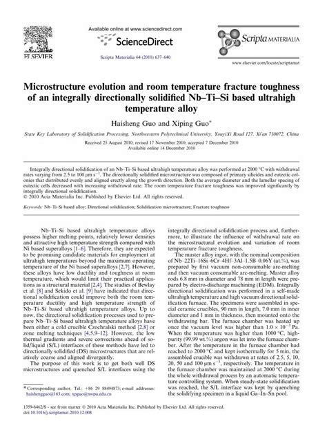 PDF Microstructure Evolution And Room Temperature Fracture Toughness