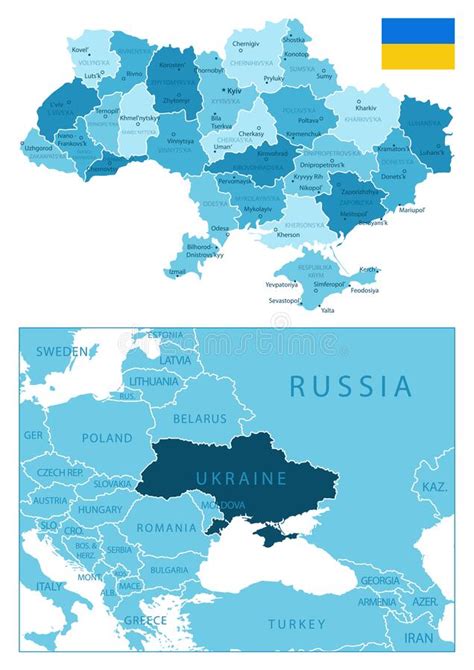 Mapa Azul De Ucrania Altamente Detallado Ilustraci N Del Vector