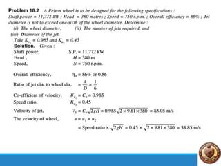 Fluid Mechanics Problems On Pelton Wheel Turbine PPT