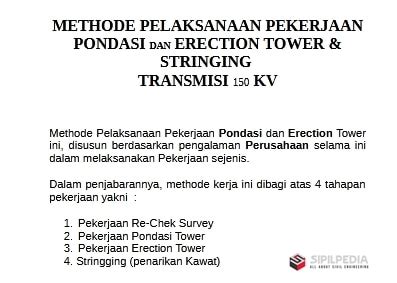 Methode Pelaksanaan Pekerjaan Pondasi Dan Tower Stringing