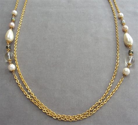 Aurora Borealis Glass Pearl Necklace Vintage 1980 S Pearl Necklace Vintage Pearl Necklace