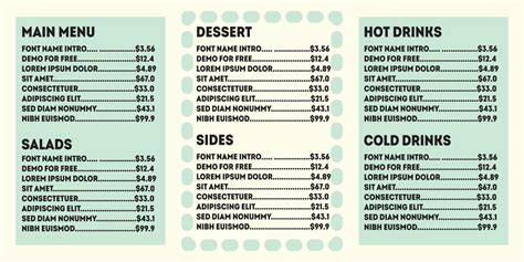 Menu Design Template In Cute Light Green And Yellow Colors It Has