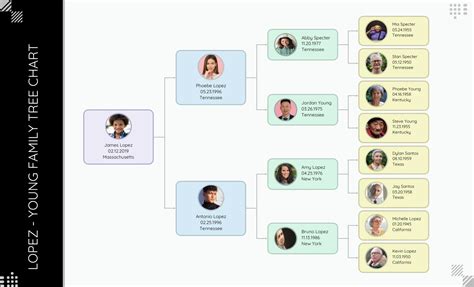 Cuadro de árbol genealógico de 4 generaciones Venngage