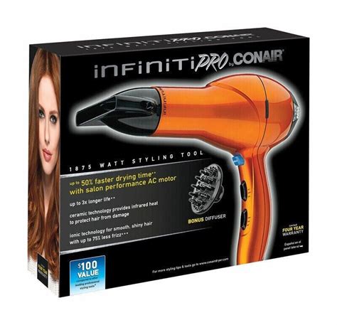 Conair Infinitipro 1875 Watt Salon Performance Ac Motor Styling Tool Hair Dryer Orange Get