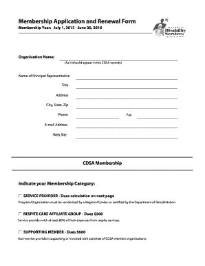 Fillable Online Cal Dsa Membership Application And Renewal Form CDSA