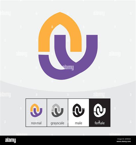 Vector De Diseño De Logotipo Con Letra N E Y Ilustración Vectorial Amarillo Y Morado Imagen