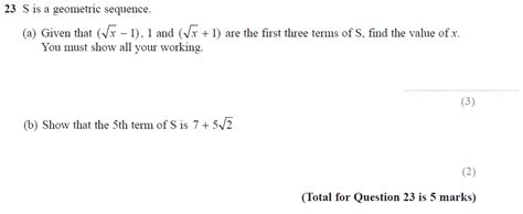 Gcse 9 1 Maths Geometric Sequences Past Paper Questions Pi Academy