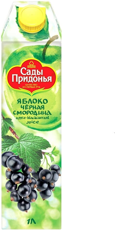 Сок Сады Придонья Яблоко-Черная смородина, без сахара, 1 л, 12 шт ...