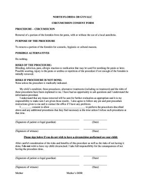 Circumcision Consent Form Fill And Sign Printable Template Online