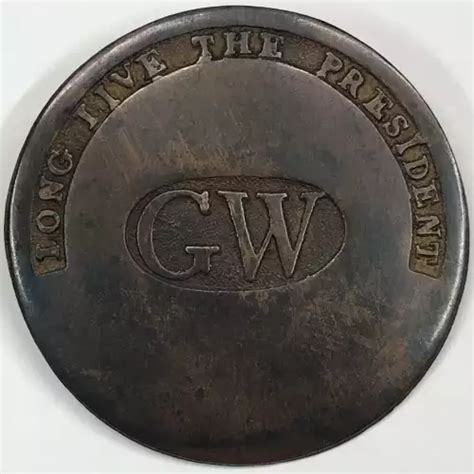 1789 George Washington Inaugural Button GW In Oval Long Live The