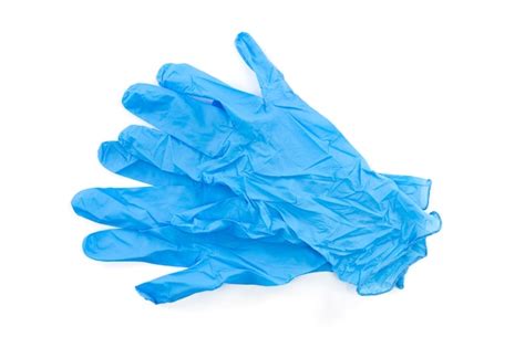 Gants Médicaux Et De Laboratoire En Latex Bleu Isolés Sur Fond Blanc