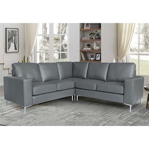 Baltic Faux Leather Corner Sofa In Dark Grey - LivingRoom-Sofas.com