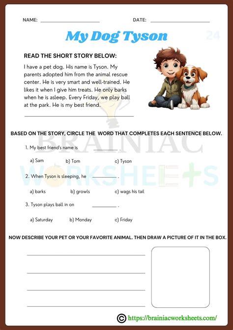 Reading Comprehension Activity Class 4 English Worksheet Brainiac Worksheets