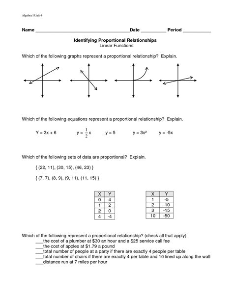 Graphing Relationships Worksheets