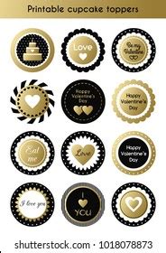 Vector Set Circle Printable Gold Black Stock Vector Royalty Free