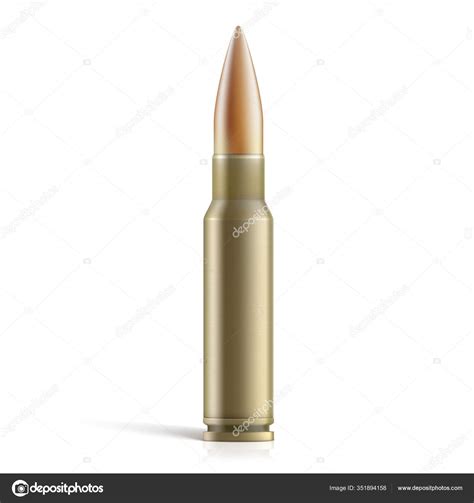 Metal Bullet Isolated On White Background For Automatic Rifles Bullet