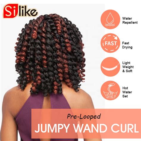 Silike 8 Inch Ombre Jumpy Curl Wand Crochet Braids 22 Roots Jamaican