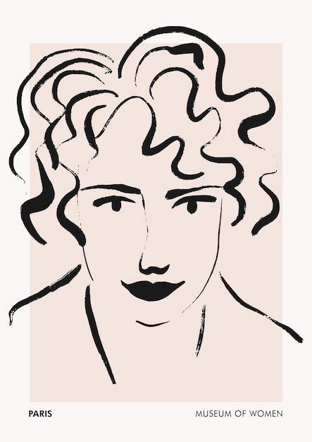 Premium Vector Line Art Vector Portraits Vintage Women Painting Ink