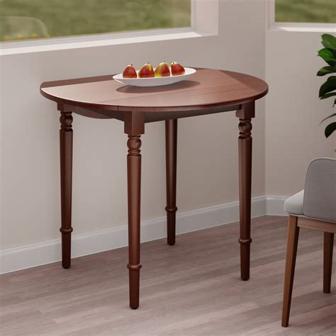 Lark Manor™ Caity Round Double Drop Leaf Dining Table Walnut Wayfair