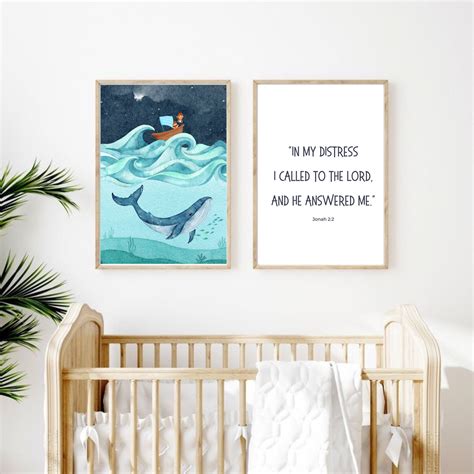 Jonah & the Whale Print, Bible Verse Wall Art, Bible Verse Print, Bible ...