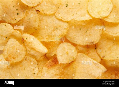 Potato Chips Texture Background Crispy And Crunchy Snack With A Spicy