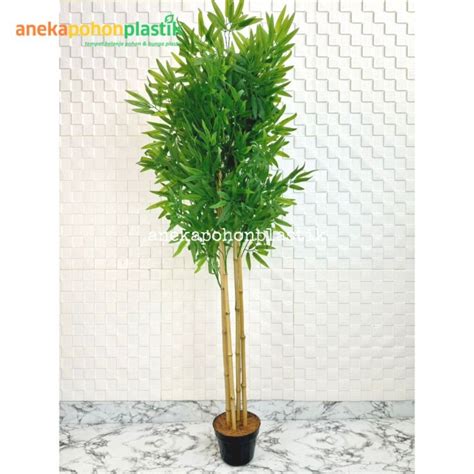 Jual Pohon Daun Bambu Hijau Latex Artificial Pot Dasar Dekorasi Ruangan