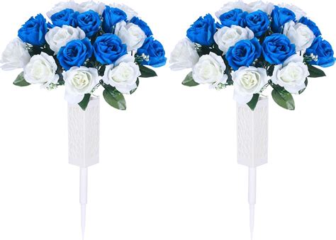 Amazon Lodou 2 Sets Artificial Cemetery Flowers Memorial Flowers