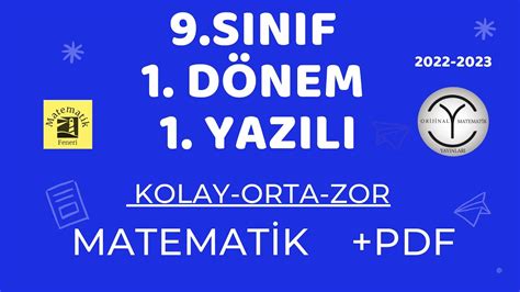 S N F Matematik D Nem Yaz L Orijinal Yay Nlar Kolay Orta Zor