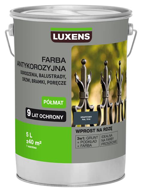 Farba antykorozyjna 5 l Grafit Półmat LUXENS Leroy Merlin