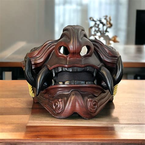 Japanese Mask Oni Half Mask Japanese Wearable Samurai Style Cosplay