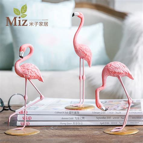 Miz Home Piece Resin Pink Flamingo Home Decor Figure For Girl Ins Hot