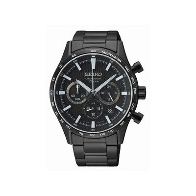 Montre Seiko Sport Homme Bracelet Acier Noir Maty