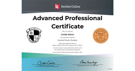 Berklee Online Certificate Certificate Berklee College Of Music