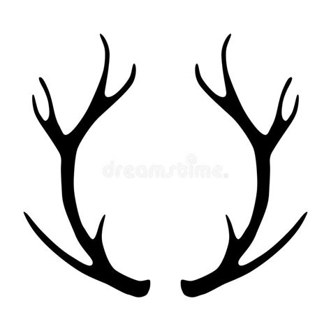 Deer Antlers Silhouette Isolated On White Background Stock Vector