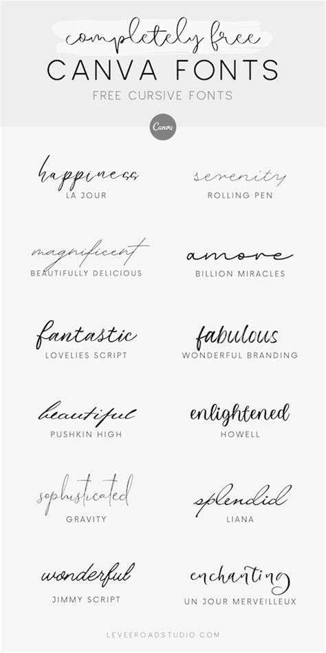 Best Free Cursive Fonts on Canva | Levee Road Studio