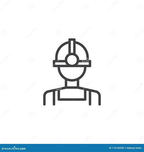 Oil Miner Worker Outline Icon Stock Vector - Illustration of head ...