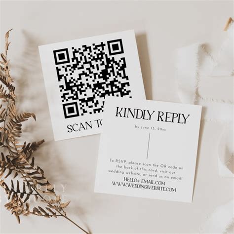 Qr Code Response Card Editable Printable Modern Rsvp Etsy