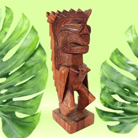 Fijian Goddess Vintage Wooden Figure Carving Tiki Decor 245cm High