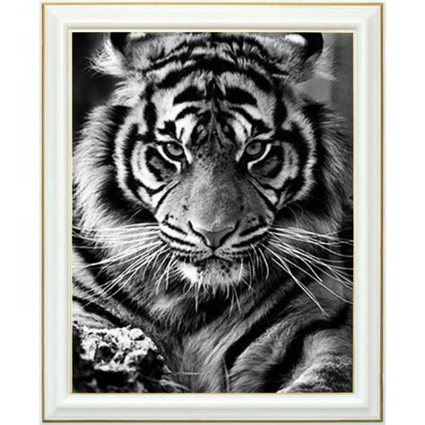 Broderie diamant Tigre austère 40 x 50 cm Animaux Lartera