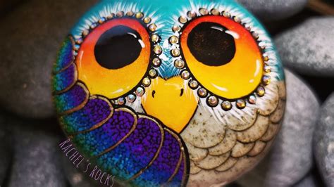 Colourful Quiet Little Owl☺️ Painted Rocks Owls Lady Bug Painted