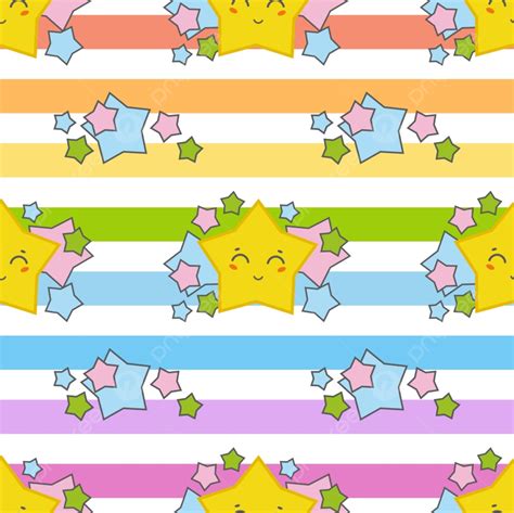 Colored Seamless Pattern With Cute Cartoon Character Background Star