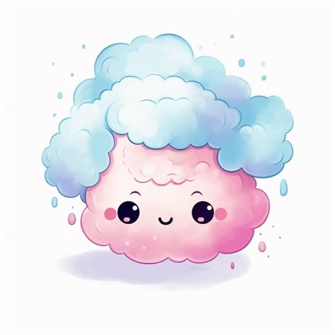 Hay Una Nube De Dibujos Animados Con Una Cara Y Una Nube De Agua Ai