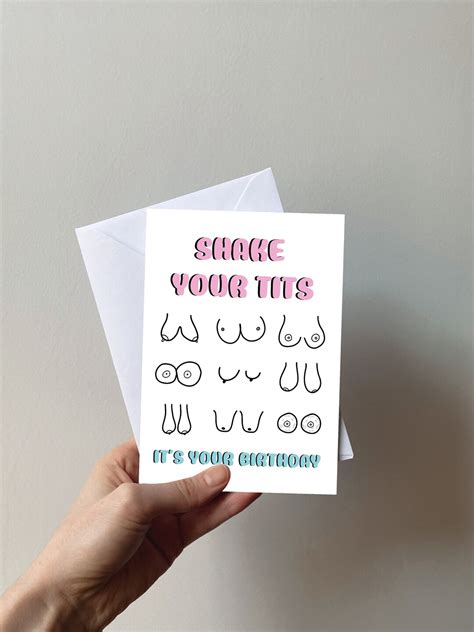 Shake Your Tits Its Your Birthday Card Funny Card For Friends Girlfriend Cheeky Rude Boobs