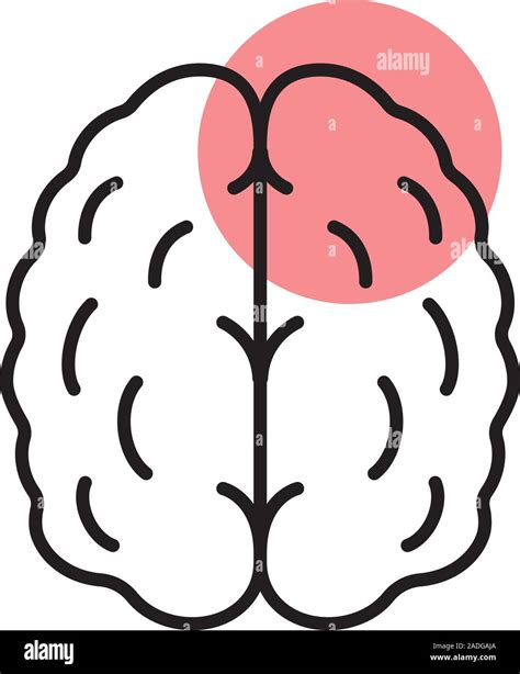 Stroke Linear Icon Thin Line Illustration Human Brain With Red Circle