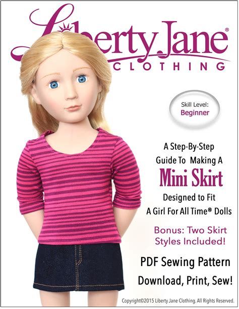 Liberty Jane Mini Skirt Doll Clothes Pattern 16 Inch A Girl For All