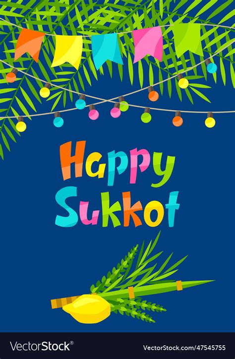 Happy Sukkot Greeting Card Holiday Background Vector Image