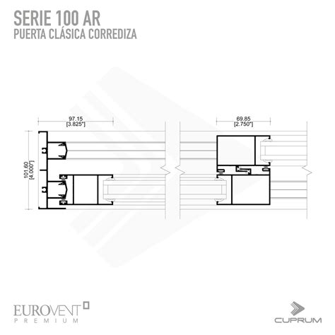 Cuprum Serie 100 AR Premium Traslape Monolítico Puerta Corrediza